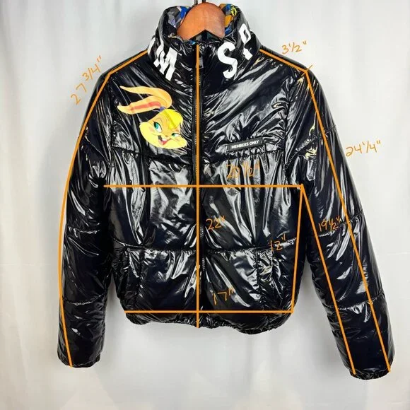Limited Edition Space Jam x Members Only Shiny Puffer Jacket - Picture 9 of 9
